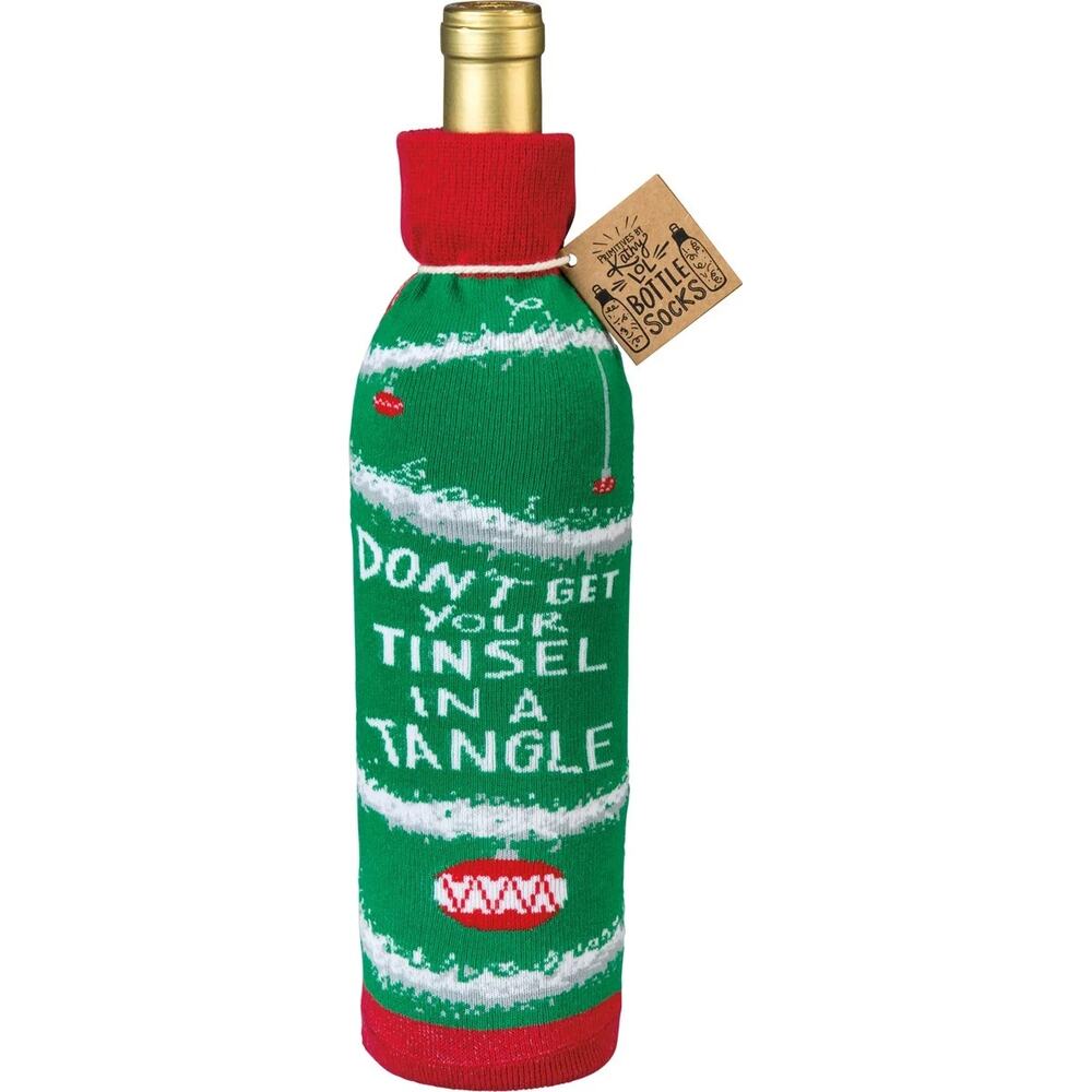 NEW Primitives by Kathy Bottle Sock - Don't Get Your Tinsel In A Tangle
